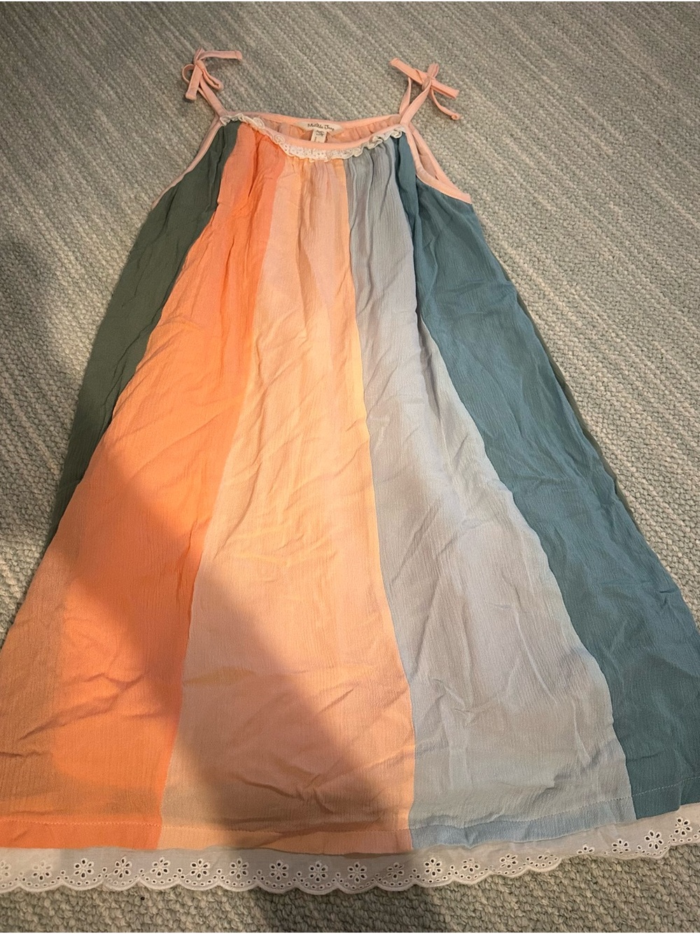 Matilda Jane Pastel Multi-Stripe A-Line Skirt — Peach, Light Blue, Teal